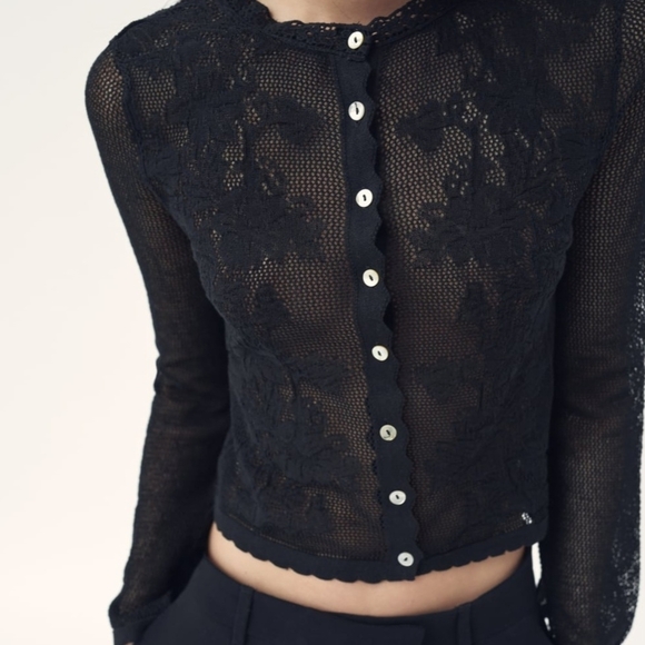 Zara Tops - Pointelle Knit Top / Cardigan